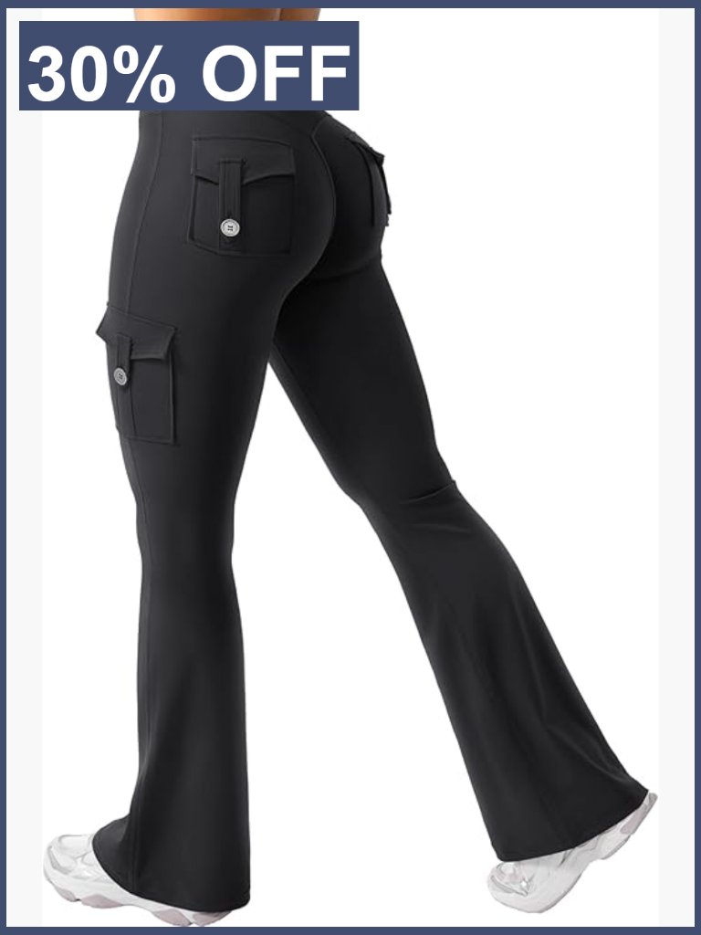 High Waisted Flare Leggings With Pockets No Front Seam Yoga Gym